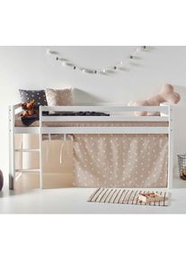 Hoppekids, Hochbett &raquo;ECO Dream, Kinderbett, Spielbett, Halbhohes Bett aus Massivholz&laquo; inkl. Vorhang-Set Creator, Bettgr&ouml;&szlig;e & Matratze w&auml;hlbar, Wei&szlig; + 
