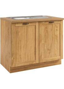 Home Affaire, Sp&uuml;lenschrank &raquo;Teramo&laquo; Breite 100 cm, inkl. Einbausp&uuml;lbecken, natur, Massivholz, natur - B/H/T: 100 cm x 85 cm x 60 cm,