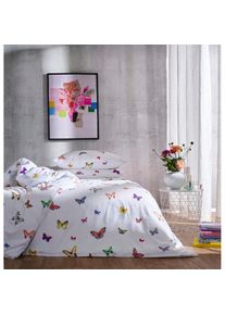 Apelt, Bettw&auml;sche &raquo;Lucky&laquo; Farbig tanzende Schmetterlinge, modische Statement im Schlafbereich, wei&szlig;, Satin (Bio-Baumwolle), Obermaterial: 100% 