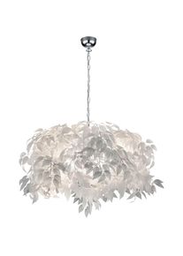 REALITY LEUCHTEN, Kronleuchter &raquo;Leavy&laquo; E14 1 Stk. warmwei&szlig; - kaltwei&szlig; H&auml;ngelampe Blatt Design, Pendelleuchte exkl 4xE14 max 28W, wei&szlig; nickel, 4, wei&szlig; 