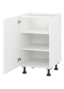 KOCHSTATION, Unterschrank &raquo;"KS-Scafa" mit zwei Einlegeb&ouml;den&laquo; in verschiedenen Breiten, wahlweise T&uuml;ranschlag rechts oder links, wei&szlig; hg/stahl dunkel, 