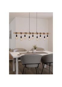 Eglo, H&auml;ngeleuchte &raquo;TOWNSHEND H&auml;ngelampe, Stahl und Holz, E27, IP20, Esszimmerlampe, Lampe&laquo; E27 1 Stk. Pendellampe, L15 x B10 x H110 cm, braun, 
