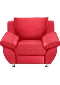 DOMO collection, Sessel &raquo;Pilar elegant und zeitloses Design, komfortabel, bequeme Armlehnen&laquo;, rot, Struktur ( 100% Polyester);Kunstleder SOFTLUX , 