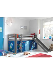 Vipack, Hochbett &raquo;Pino, Spielbett massiv Kiefer, stabil gebaut, 3 Korpusfarben zur Wahl&laquo; inkl. Rolllattenrost, Leiter und Absturzschutz, mit oder ohne