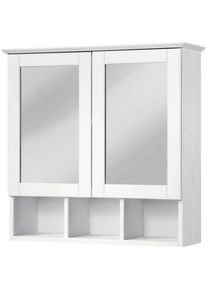 Welltime, Spiegelschrank &raquo;Landhaus Sylt&laquo; Breite 62, 5 cm, aus Massivholz, wei&szlig;, Massivholz, B/H/T: 62,5 cm x 62 cm x 22 cm, wei&szlig;