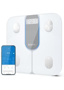 Renpho, K&ouml;rper-Analyse-Waage &raquo;Elis 1C Smart Body Scale A033&laquo; Smarte K&ouml;rperanalysewaage mit 13 essentiellen K&ouml;rpermessungen, wei&szlig;,