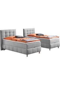 Home Affaire, Boxbett &raquo;Marvao&laquo; Boxbett mit Bettkasten, inkl. Topper, hellgrau, Microfaser Tonnentaschenfederkern H2, hellgrau