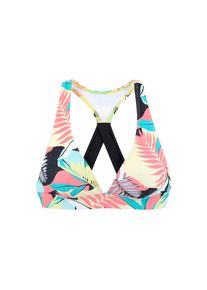 active by Lascana LASCANA ACTIVE, Damen, Triangel-Bikini-Top &raquo;Layne&laquo; mit Racerback, t&uuml;rkis-gelb-bedruckt, Cup C/D, 34 - Cup C/D, t&uuml;rkis-gelb-bedruckt, Im tropischen 