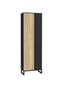 FORTE, Unisex, Garderobenschrank &raquo;Quayle&laquo; Stauraumschrank, H&ouml;he 201, 7cm, schwarz / braun, schwarz / braun, moderner Garderobenschrank