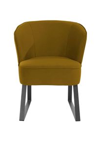 exxpo - sofa fashion, Sessel &raquo;Americano, Loungesessel&laquo; mit Keder und Metallf&uuml;&szlig;en, Bezug in verschiedenen Qualit&auml;ten, 1 Stck., mustard, Samtvelours, 