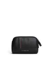 Tommy Hilfiger, Damen, Kulturbeutel &raquo;TH CENTRAL WASHBAG&laquo;, Reise, Unisex Waschbeutel mit farbiger Paspellierung, schwarz, schwarz, Aus pflegeleichtem 