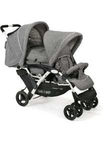 CHIC 4 BABY CHIC4BABY, Geschwisterwagen &raquo;Duo, Melange grau&laquo; mit feststellbaren Doppelschwenk-Vorderr&auml;dern, Melange grau-wei&szlig;,