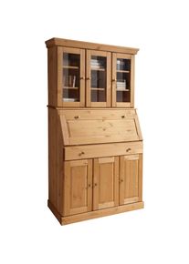 Home Affaire, Sekret&auml;r &raquo;Rosi im Landhausstil&laquo; Schreibtisch aus Massivholz, mit Vitrine, in 2 Breiten, gelaugt/ge&ouml;lt, B/H/T: 100 cm x 180 cm x 42,5 cm,