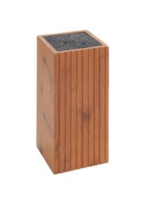 Wenko, Messerblock &raquo;Modell Mera&laquo; Messerhalter f&uuml;r die K&uuml;che mit Borsteneinsatz, Bambus, Landhaus-Stil, dunkelbraun, dunkelbraun