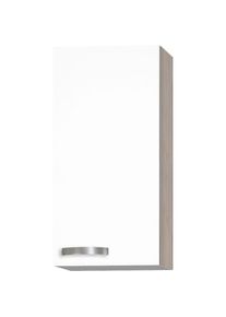 Optifit, H&auml;ngeschrank &raquo;Faro&laquo;, mit Metallgriff, Breite 40 cm, wei&szlig; Glanz, akaziefarben - B/H/T: 40 cm x 89,6 cm x 34,6 cm, wei&szlig; Glanz