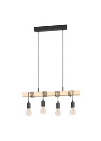 Eglo, H&auml;ngeleuchte &raquo;TOWNSHEND&laquo; E27 1 Stk. Wohnzimmer, Esszimmer, 4-flammig, 110x10, 5x70cm, schwarz/holzfarben, 4, schwarz/holzfarben