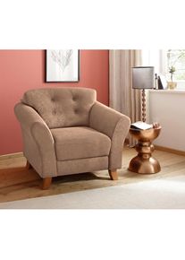 Home Affaire, Sessel &raquo;Trondheim&laquo; mit Federkern, Knopfheftung im R&uuml;cken, braun, Struktur weich ( 97% Polyester, 3% Baumwolle);Luxus-Microfaser ALTARA 