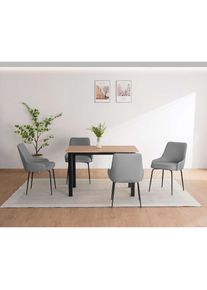 OTTO home, Esszimmerstuhl &raquo;Cillian&laquo; () 1 Stk.pflegeleichter Webstoff, schwarze Metallbeine, Sitzbreite 46 cm, hellgrau + schwarz, 100% Polyester, B/H/