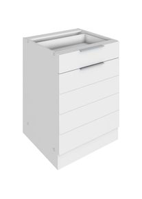 KOCHSTATION, Unterschrank &raquo;KS-Luhe&laquo; 60 cm breit, hochwertige MDF-Fronten mit waagerechter Lisene, wei&szlig; Matt/wei&szlig;, MDF, wei&szlig; - B/H/T: 60 cm x 82 cm x 