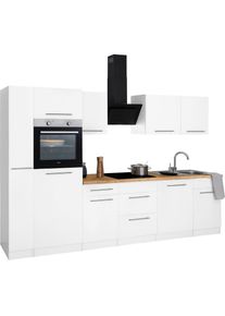 Wiho-K&uuml;chen wiho K&uuml;chen, K&uuml;chenzeile &raquo;Unna&laquo; ohne E-Ger&auml;te, Breite 310 cm, K&uuml;che: natur + Korpus: wei&szlig; + Arbeitsplatte: Kastelleiche Nachbildug,