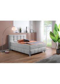 Home Affaire, Boxbett &raquo;Marvao&laquo; Boxbett mit Bettkasten, inkl. Topper, hellgrau, Microfaser Tonnentaschenfederkern H2, hellgrau