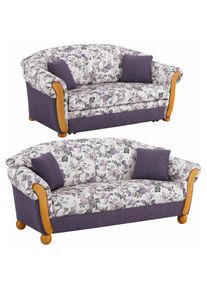 Home Affaire, Polstergarnitur &raquo;Milano, bequem durch Federkern, Landhaus Stil, geschwungene Armlehnen&laquo; 2 Stk. tlg. 2-Sitzer und 3-Sitzer, flieder/