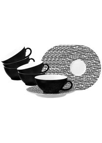 Seltmann Weiden, Tasse &raquo;Teetassen mit Untertassen Life Fashion 140 ml 6er Set&laquo;, Glamorous Black, Porzellan, Glamorous Black