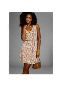 Laura Scott, Damen, Sommerkleid mit Zierknopfleiste & Bindeband, Tr&auml;gerkleid, beige-leo, N-Gr, 42 - N-Gr, beige-leo, Tr&auml;gerkleid f&uuml;r einen femininen 