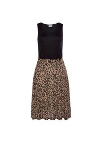 Buffalo, Damen, Jerseykleid Seitennahttaschen mit Gummibund in der Taille und Animalprint, Leokleid, Sommerkleid, schwarz-leo-bedruckt, 38 - N-Gr, 