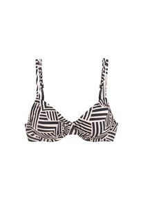 Lascana, Damen, B&uuml;gel-Bikini-Top &raquo;Cleo&laquo; mit geometrischem Druck, schwarz-creme, 40 - Cup D, Grafisches Druckdesign