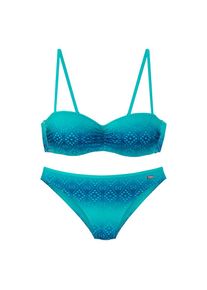 Buffalo, Damen, B&uuml;gel-Bandeau-Bikini mit Farbverlauf, blau-t&uuml;rkis, 34 - Cup A, Modische Lochstickerei mit Farbverlauf