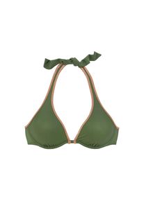 Bruno Banani, Damen, B&uuml;gel-Bikini-Top &raquo;Milano&laquo; mit kupferfarbener Paspel, oliv, Cup B, 38 - Cup B, oliv, Mit gl&auml;nzenden Paspeln