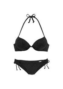 Buffalo, Damen, Push-Up-Bikini mit modischer Struktur, schwarz, Cup B, 34 - Cup B, schwarz, Modische Strukturware
