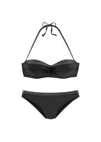 JETTE, Damen, B&uuml;gel-Bandeau-Bikini mit glitzernden Eins&auml;tzen, schwarz, 34 - Cup C, Glitzernde Eins&auml;tze