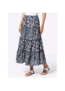 Heine, Damen, Stufenrock, champagner-dunkelblau-bedruckt, 42, champagner-dunkelblau-bedruckt, gewebte Qualit&auml;t