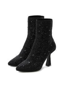 Lascana, Damen, High-Heel-Stiefelette &raquo;Sock Boot,&laquo; Schlupf-Stiefel, Ankle Boots, elastisches Material, Schmucksteinchen, schwarz, 39, Mit 