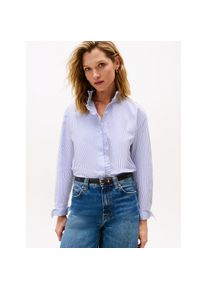 Tommy Hilfiger, Damen, R&uuml;schenbluse &raquo;POPLIN RUFFLE SHIRT&laquo; mit R&uuml;schen Detail, Hugh Stp/ Blue, 46, Bluse von Tommy Hilfiger Womanswear