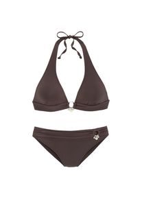 s.Oliver, Damen, Triangel-Bikini &raquo;Tonia&laquo; mit herausnehmbaren Cups, im Nacken zu binden, im R&uuml;cken zu schlie&szlig;en, braun, 32 - Cup A/B, Ein echter 
