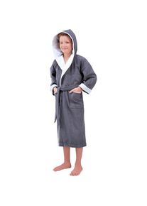 Egeria, Herren, Kinderbademantel &raquo;Calypso&laquo; 1 Stk. mit Kapuze, Doubleface Optik, 100 % Baumwolle, dunkelgrau, 152/158 L&auml;nge: 110 cm, Kinderbademantel