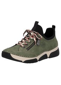 Rieker, Damen, Slip-On Sneaker Schlupfschuh, Halbschuh, Freizeitschuh mit weicher Innensohle, khaki-schwarz, 41, Mit elastischem Einstieg und 