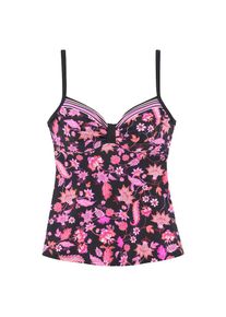 Lascana, Damen, B&uuml;gel-Tankini-Top &raquo;Bohemian&laquo; mit platzierten Streifen, schwarz-pink, 38 - Cup E, Modischer Allover-Print