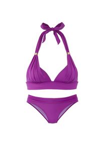 Lascana, Damen, Triangel-Bikini &raquo;Toni&laquo; mit goldfarbenen Accessoires, lila, 36 - Cup B, Triangel-Bikini mit modischen Accessoires