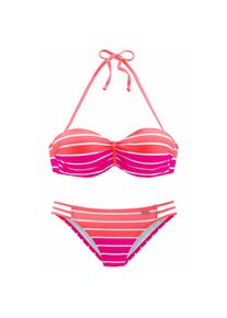 Venice Beach, Damen, B&uuml;gel-Bandeau-Bikini im trendigen Streifen-Look, pink-gestreift, 42 - Cup C, Im trendigen Streifen-Look