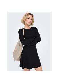 Only, Damen, Minikleid &raquo;ONLMISTY LIFE LS O-NECK RIB DRES EX KNT&laquo; Viskosemischung, regular fit, Rundhals, Black, N-Gr, M - N-Gr, Black, Kurzes 