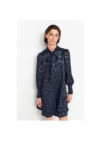 RICHROYAL, Damen, Minikleid in schimmerndem Jacquard-Look mit Leo-Ausbrenner, midnight blue, N-Gr, 34 - N-Gr, midnight blue, Schluppenkleid von Rich &