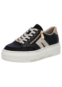 Rieker, Damen, Plateausneaker Schn&uuml;rschuh, Halbschuh, Freizeitschuh mit seitlichem Rei&szlig;verschluss, schwarz-hellbeige, 36, Sneaker mit modischer 