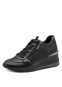 Tamaris, Damen, Keilsneaker , Freizeitschuh, Halbschuh, Schn&uuml;rschuh mit Glitzerdetails, schwarz kombiniert, 40, schwarz kombiniert, Trendiger Sneaker 