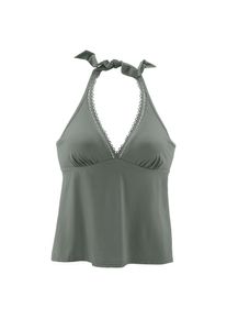 s.Oliver, Damen, B&uuml;gel-Tankini-Top &raquo;Aiko&laquo; mit H&auml;keloptik, oliv, 42 - Cup B, Modische Lasercut-Kante