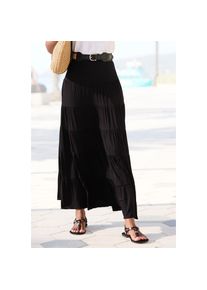 Beach Time Beachtime, Damen, Maxirock mit Volants, elastischer Jerseyrock, Strandrock, schwarz, 32/34, schwarz, Mit weich flie&szlig;enden Volants