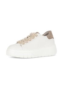 Gabor, Damen, Plateausneaker , Schn&uuml;rschuh, Halbschuh, Freizeitschuh mit Pl&uuml;sch-Schn&uuml;rsenkeln, wei&szlig;-beige, 44, wei&szlig;-beige, Sneaker mit Kontrastbesatz 